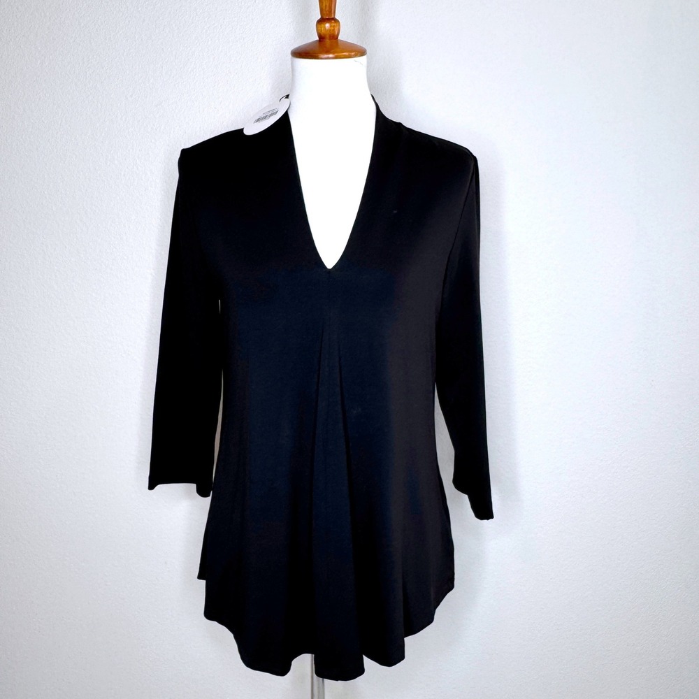 ALEMBIKA NEW Essential V-Neck Tunic‎ Top 8-10 (2) Black Lagenlook Minimalist